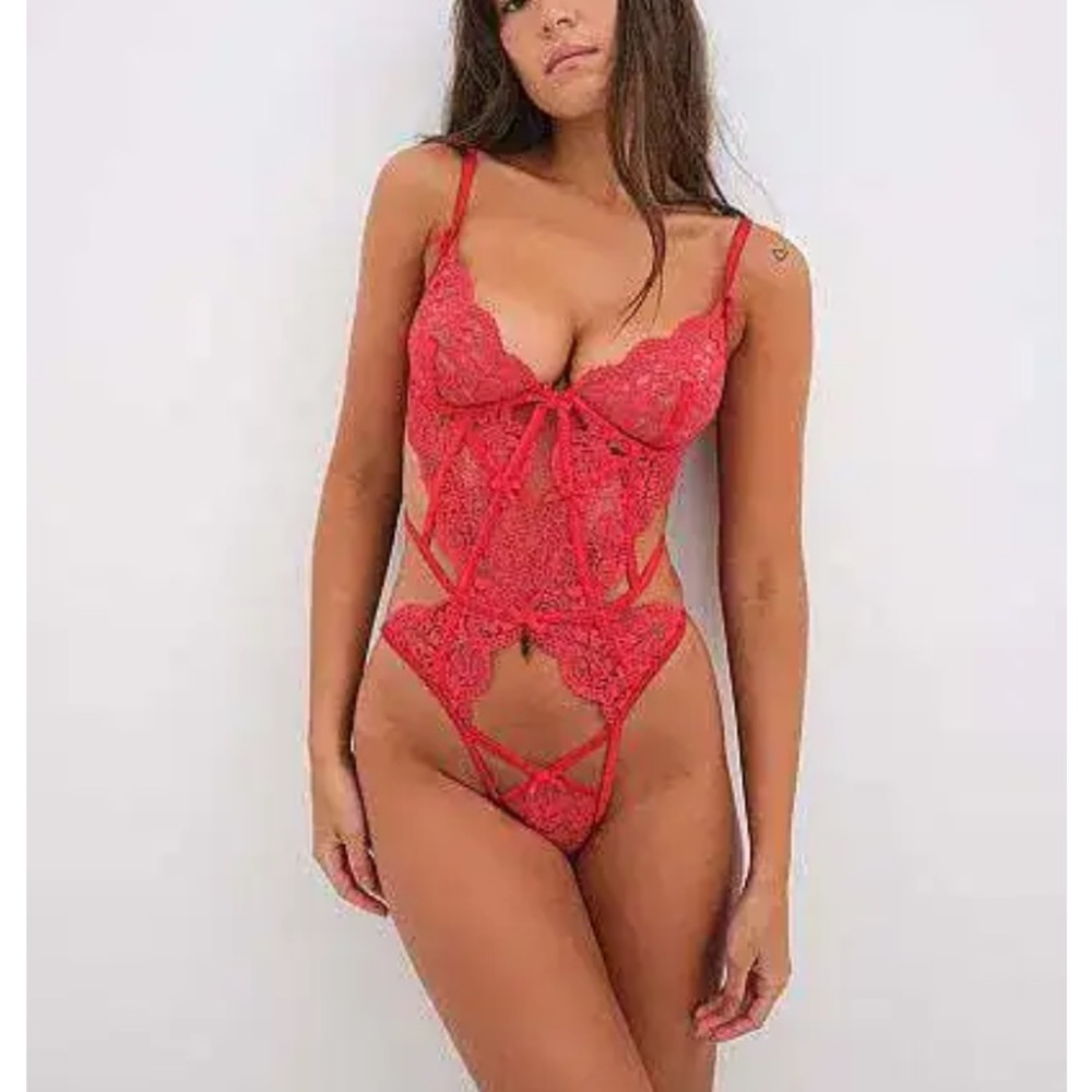 For love and lemons Red Lace Bodysuit Creamsicle Lace Bodysuit